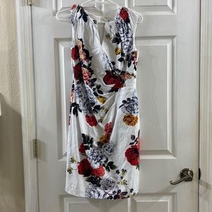 Women red flower dress